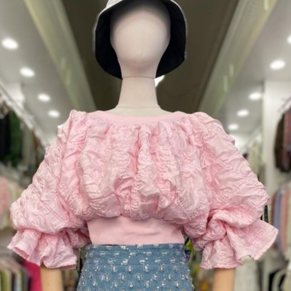 JJ'S Fairyland Tops - Jj's Fairyland Flourish In Frills Shortsleeve Pink Crop Top